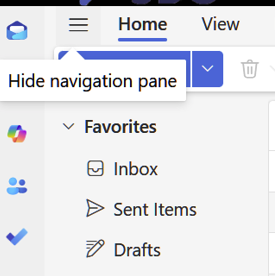 hamburger menu in outlook