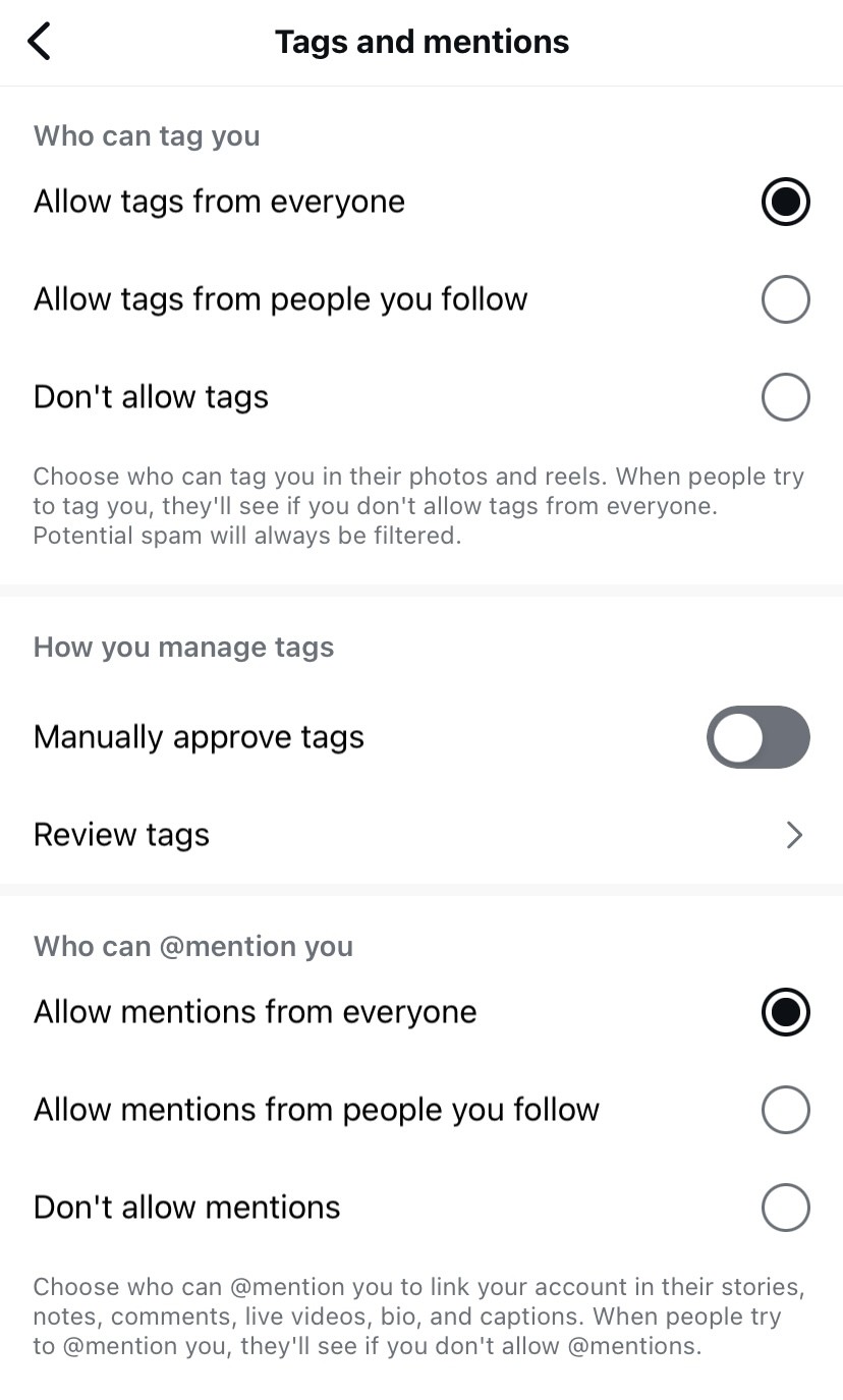 Preference filter on Instagram