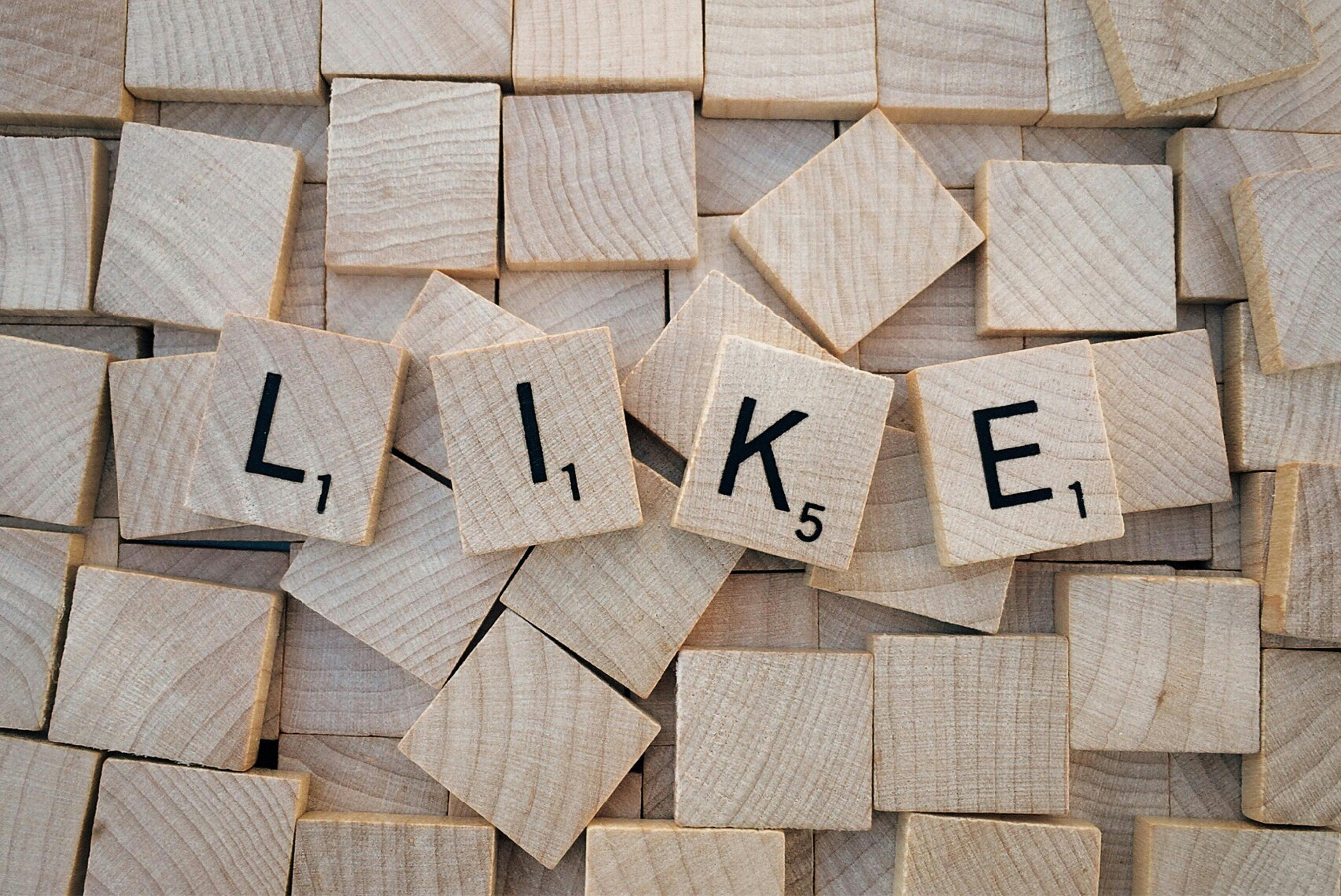 scrabble letters spelling "like"