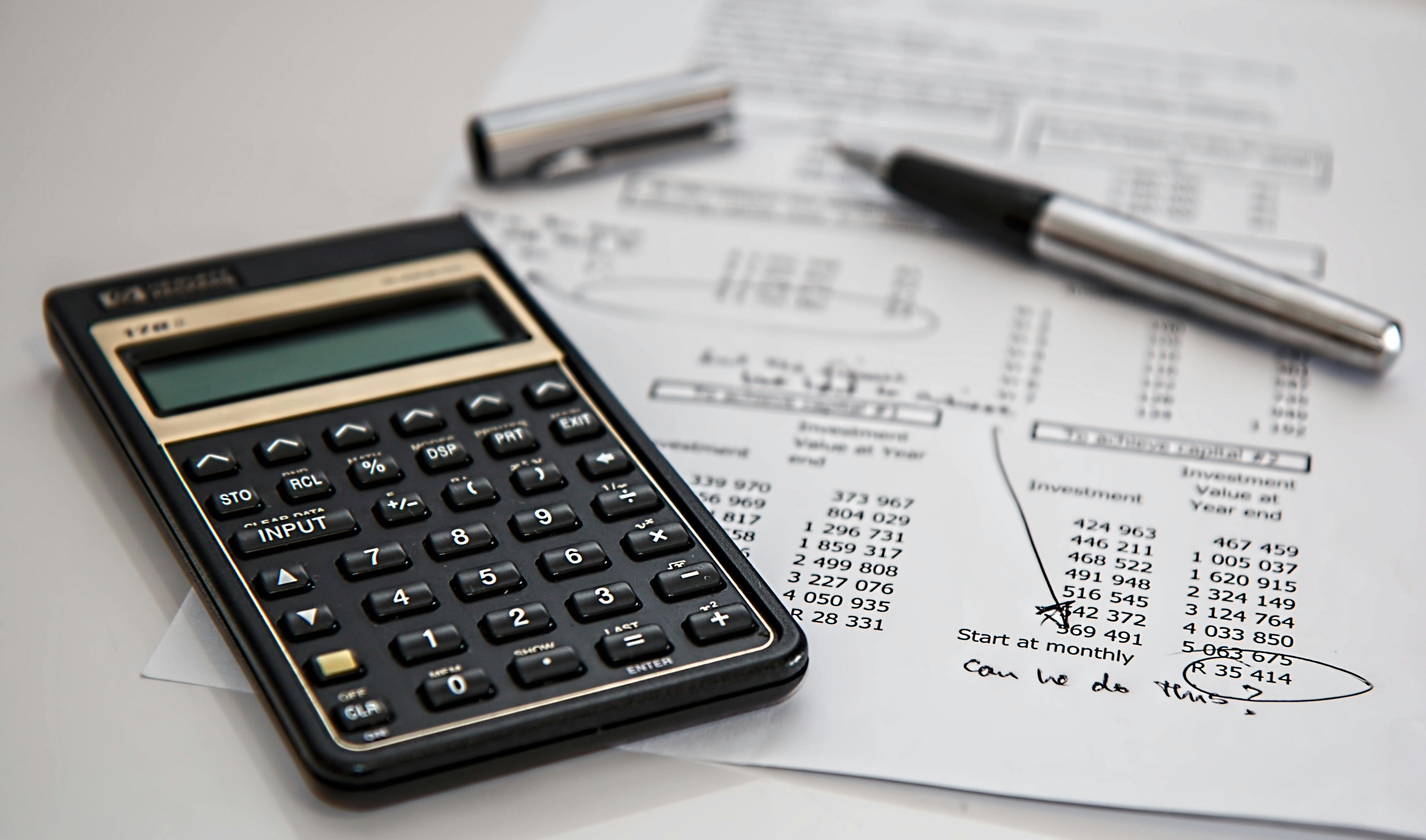 Accounting paper and calculator
