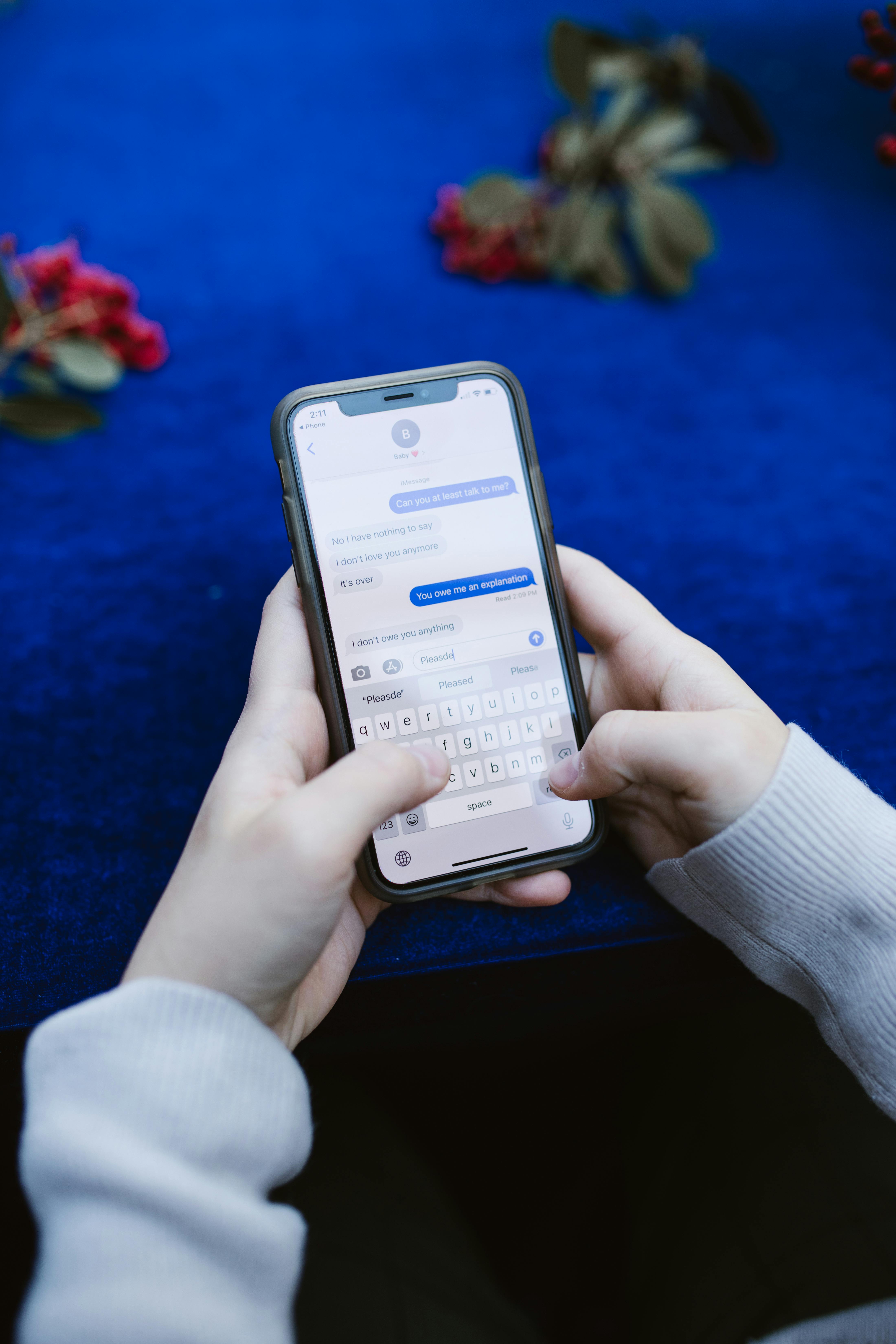 Phone showing text message conversation