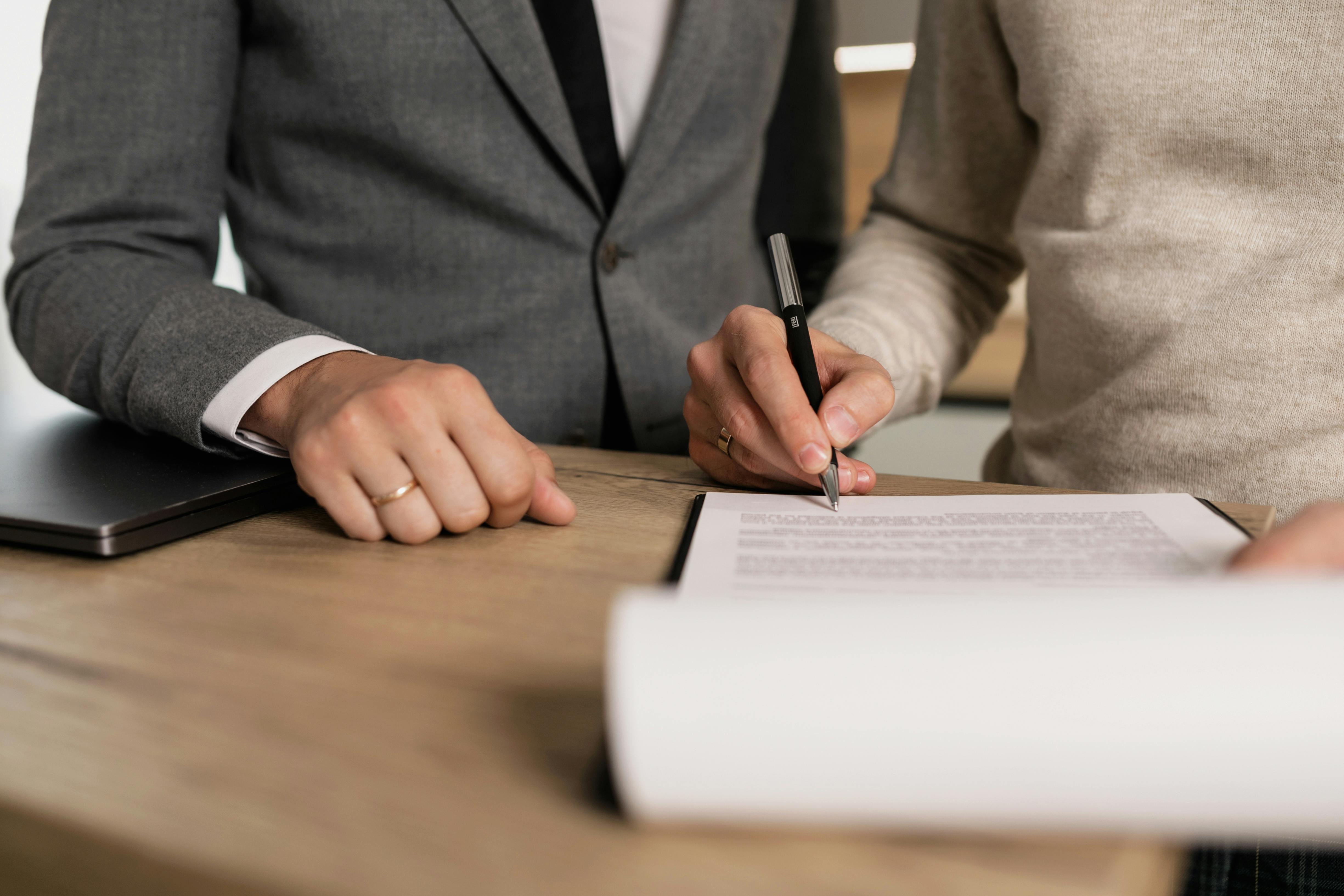 Person signing a document