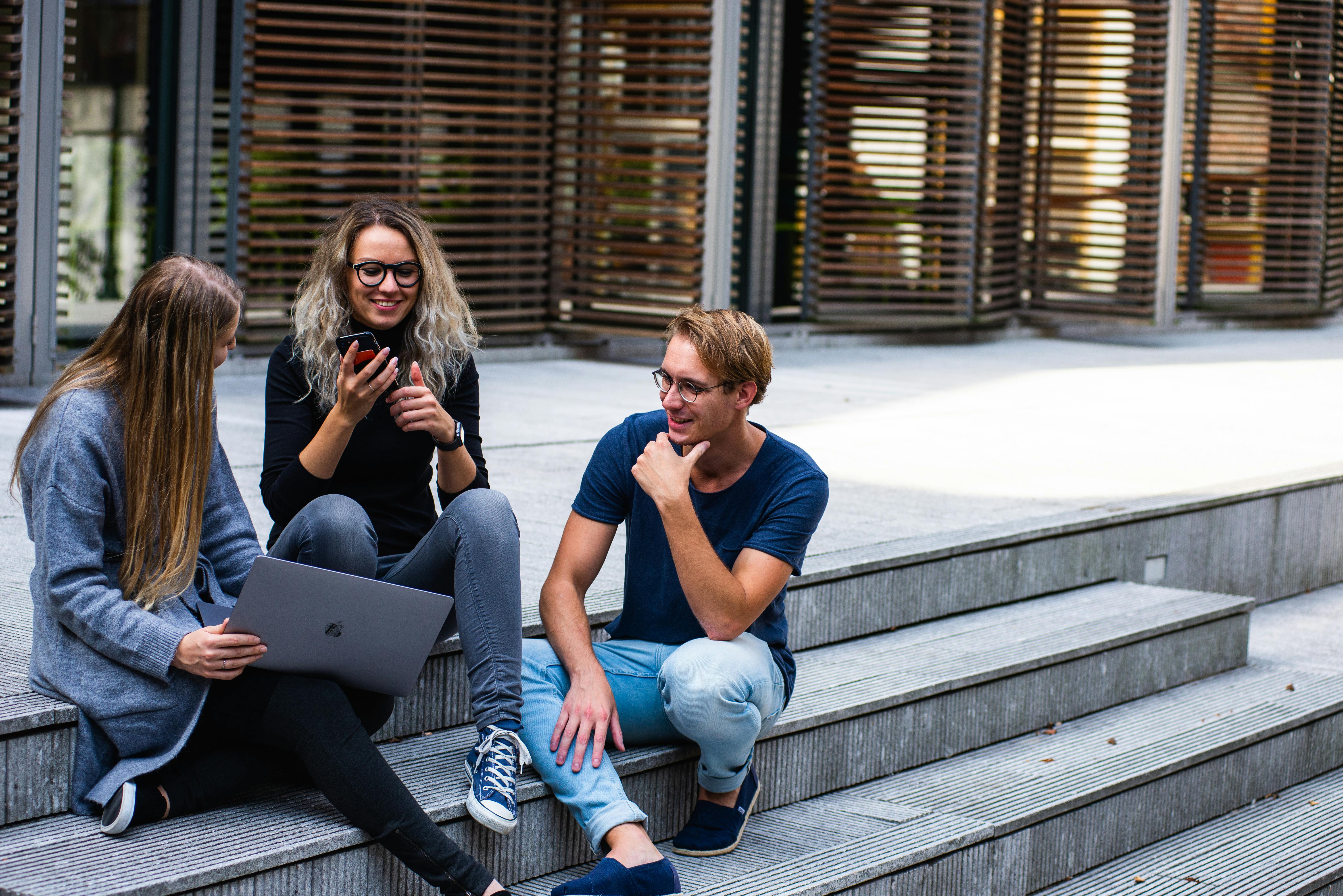 group of people on steps