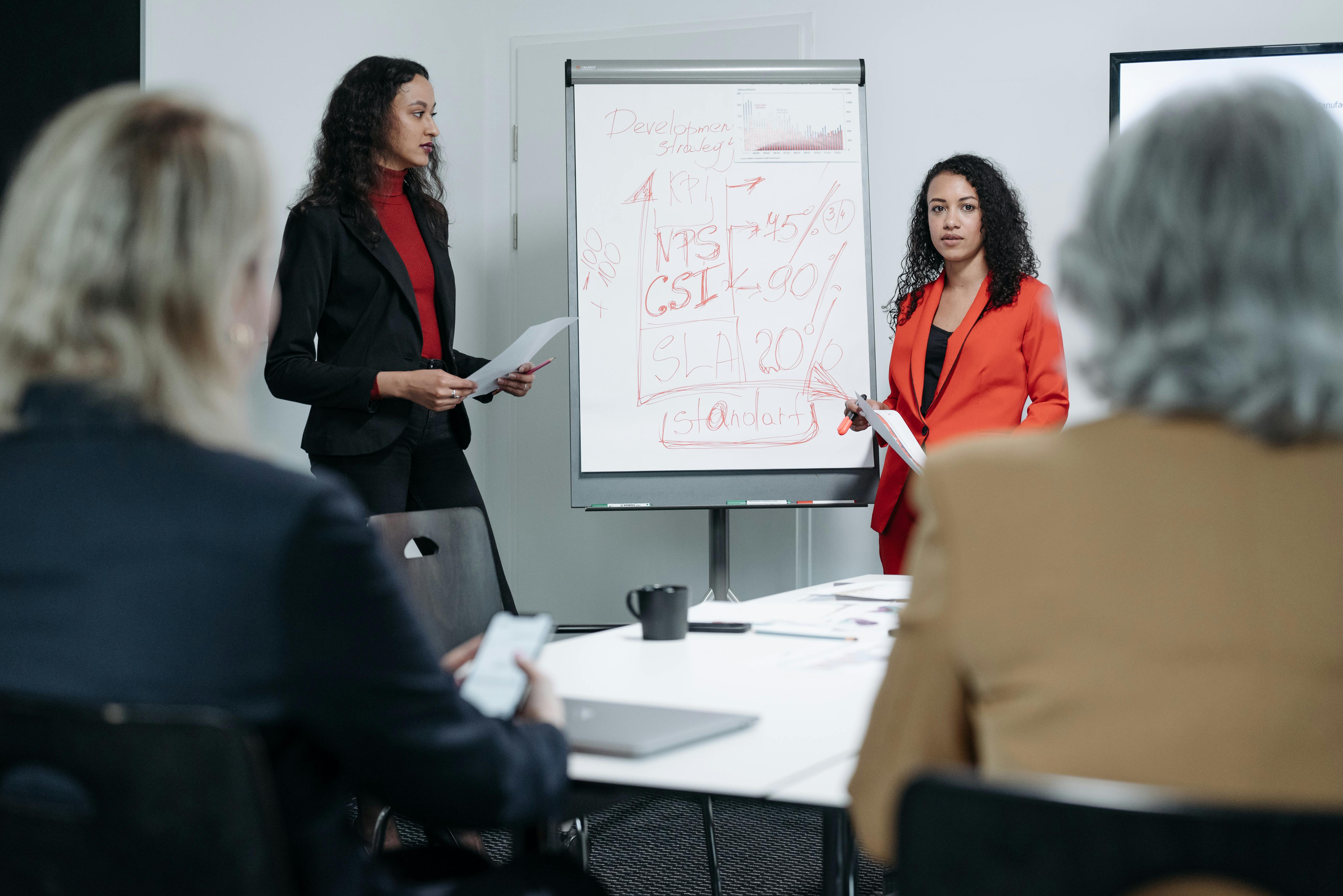 Business presentation in a meeting room.