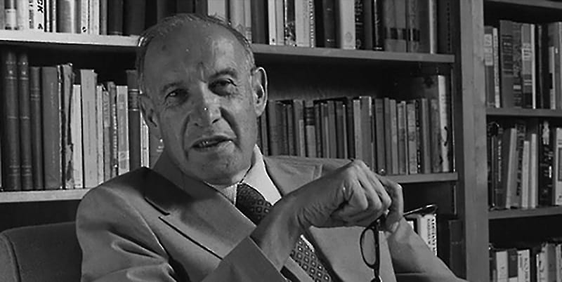 Peter Drucker in library