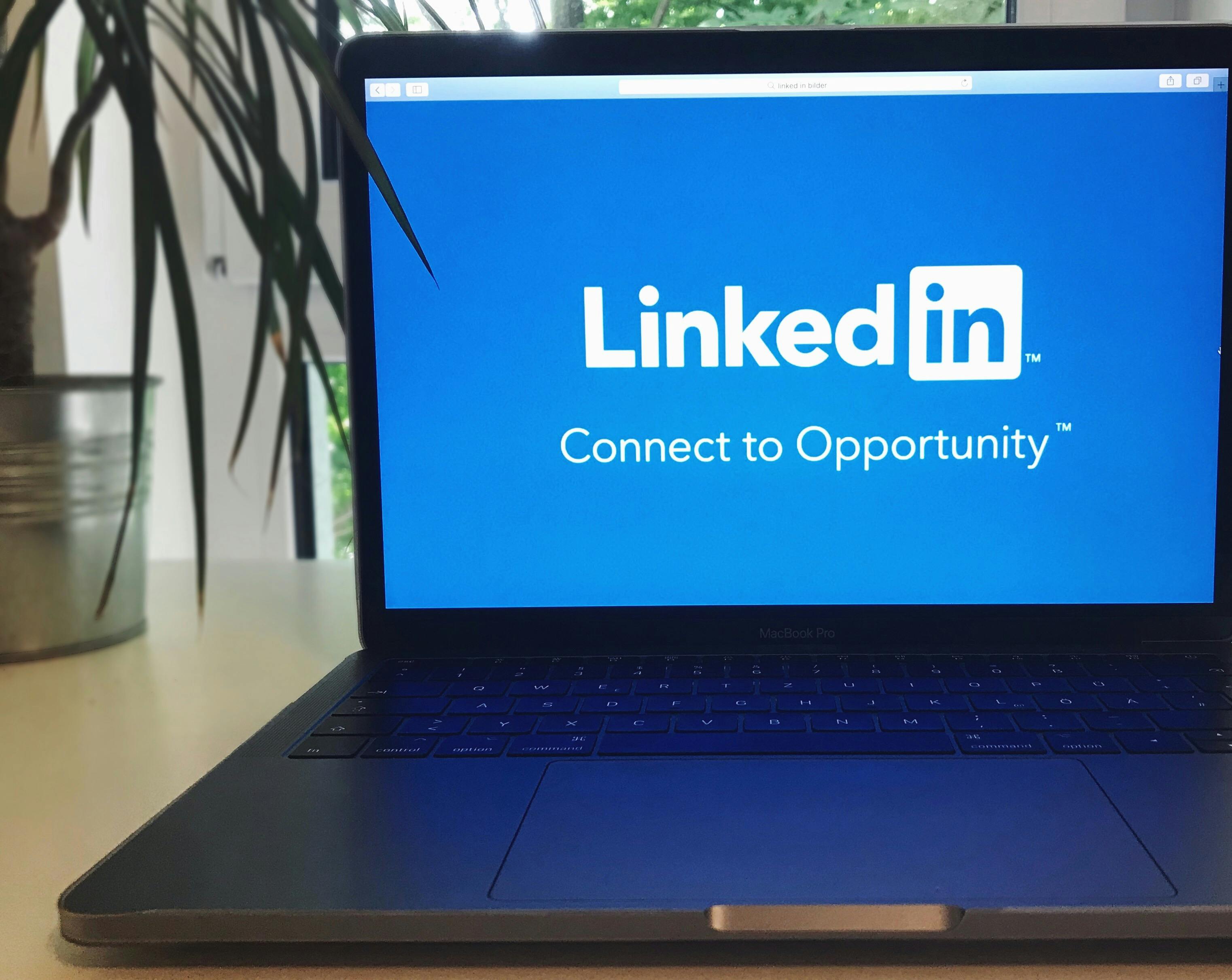laptop showing LinkedIn